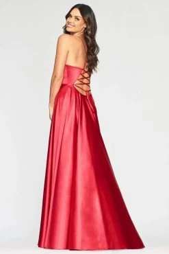 Faviana - S10460 Asymmetrical Wrap High Slit Satin Dress -Boutique Wedding Dress Store faviana s10460 asymmetrical wrap high slit satin dress prom dresses 13420151275603