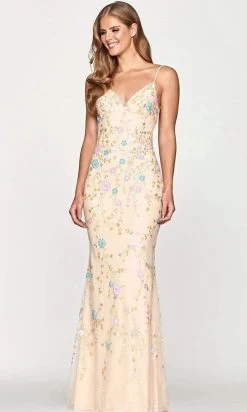 Faviana - S10653 Floral Sequined V Neck Long Gown -Boutique Wedding Dress Store faviana s10653 floral sequined v neck long gown prom dresses 29524167622739