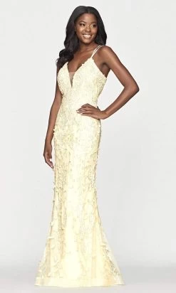 Faviana - S10662 V-Neck Floral Lace Gown -Boutique Wedding Dress Store faviana s10662 v neck floral lace gown prom dresses 29481456992339