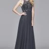 Faviana - S7989 Long Chiffon Dress With Bead Detailing -Boutique Wedding Dress Store faviana s7989 long chiffon dress with bead detailing special occasion dress 0 charcoal 5392373776441