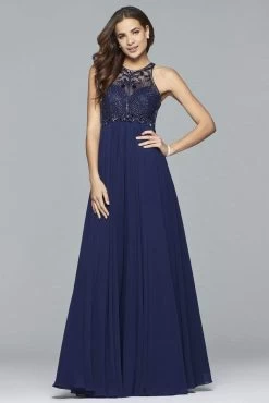 Faviana - S7989 Long Chiffon Dress With Bead Detailing -Boutique Wedding Dress Store faviana s7989 long chiffon dress with bead detailing special occasion dress 5392373907513