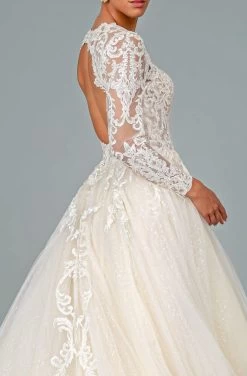 GLS By Gloria - GL1804 Embroidered Plunging V-neck A-line Gown -Boutique Wedding Dress Store gls by gloria gl1804 embroidered plunging v neck a line gown wedding dresses 28260481007699