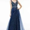 GLS By Gloria - GL1840 Jeweled Bodice Glitter Overskirt Gown -Boutique Wedding Dress Store gls by gloria gl1840 jeweled bodice glitter overskirt gown prom dresses xs navy 28260383981651