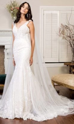 GLS By Gloria - GL1935 Embroidered V Neck Mermaid Dress -Boutique Wedding Dress Store gls by gloria gl1935 embroidered v neck mermaid dress wedding dresses 27995195670611