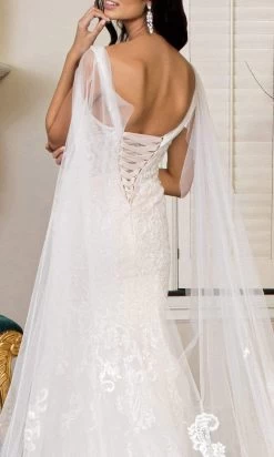 GLS By Gloria - GL1935 Embroidered V Neck Mermaid Dress -Boutique Wedding Dress Store gls by gloria gl1935 embroidered v neck mermaid dress wedding dresses 28773475713107