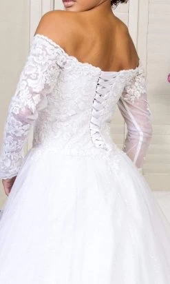 GLS By Gloria - GL1937 Embroidered Long Sleeves A-Line Dress -Boutique Wedding Dress Store gls by gloria gl1937 embroidered long sleeves a line dress wedding dresses 28855151460435