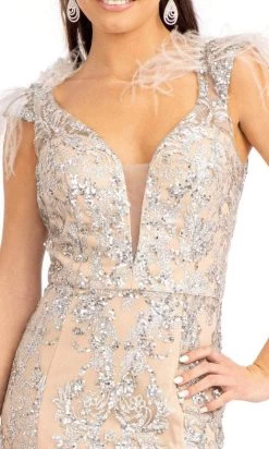 GLS By Gloria GL1983 - Feathered Glitter Mermaid Evening Dress -Boutique Wedding Dress Store gls by gloria gl1983 feathered glitter mermaid evening dress special occasion dress 30082270855251