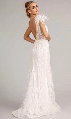 GLS By Gloria GL1983 - Feathered Glitter Mermaid Evening Dress -Boutique Wedding Dress Store gls by gloria gl1983 feathered glitter mermaid evening dress special occasion dress 30082286518355