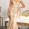 GLS By Gloria GL1983 - Feathered Glitter Mermaid Evening Dress -Boutique Wedding Dress Store gls by gloria gl1983 feathered glitter mermaid evening dress special occasion dress xs gold 30082263416915