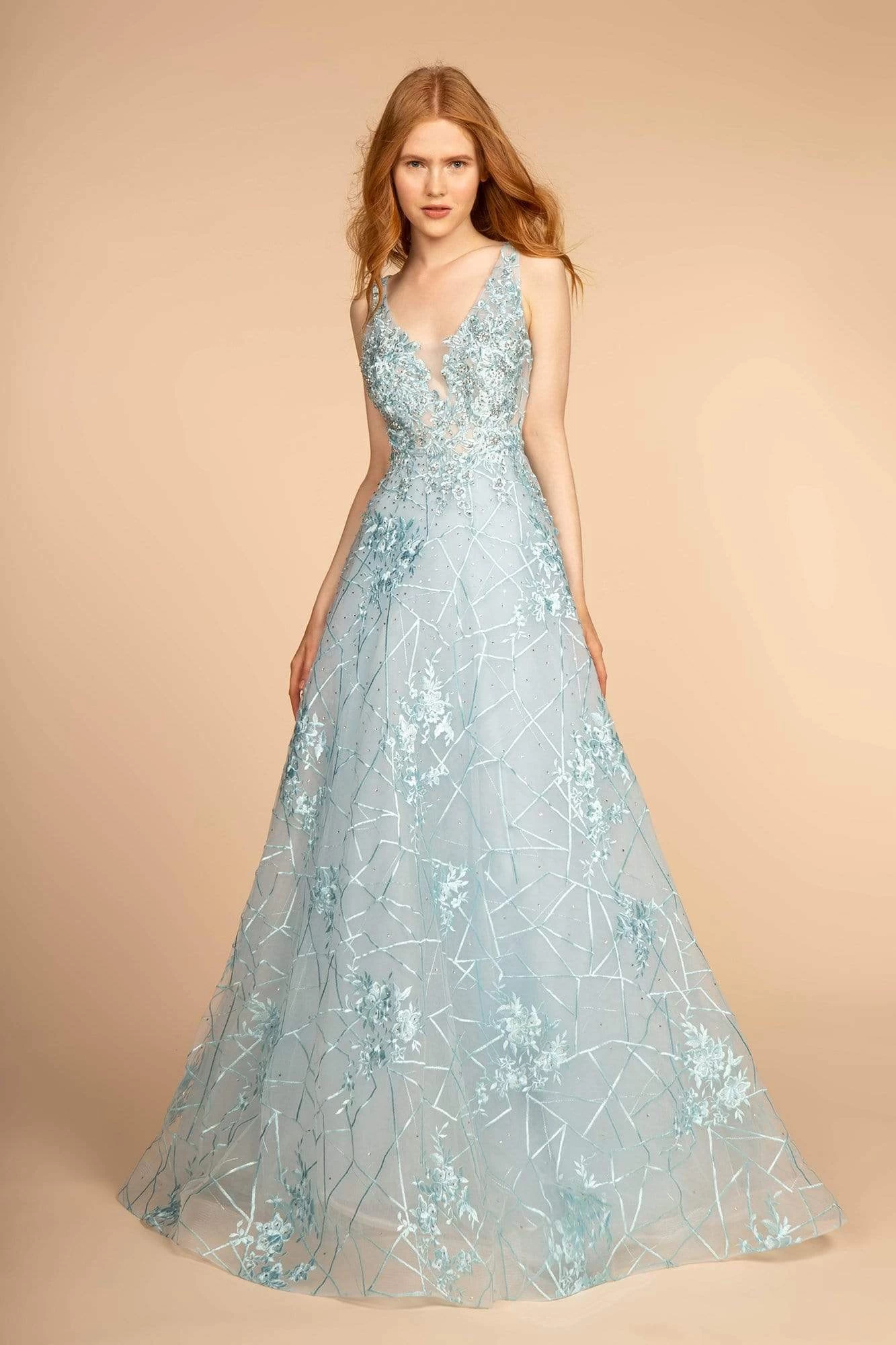 GLS By Gloria - GL2564 Floral Embroidered Illusion A-Line Gown 3 GLS By Gloria - GL2564 Floral Embroidered Illusion A-Line Gown