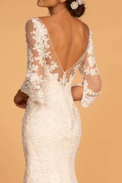 GLS By Gloria - GL2592 Lace Quarter Length Sleeve Mermaid Dress -Boutique Wedding Dress Store gls by gloria gl2592 lace quarter length sleeve mermaid dress wedding dresses 28827963949139