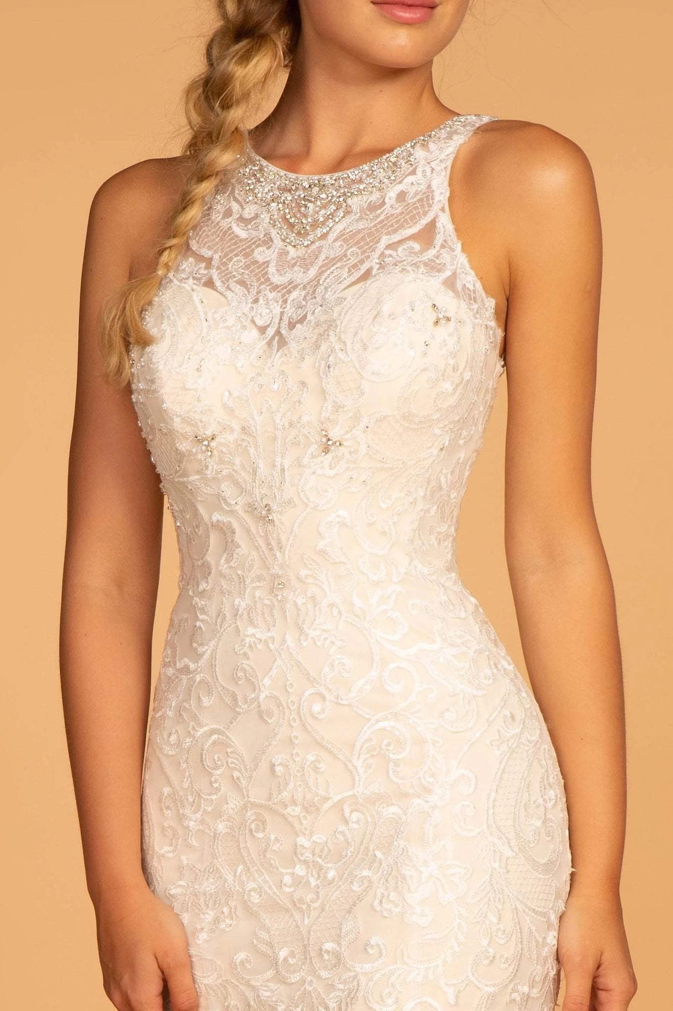 GLS By Gloria - GL2597 Embellished Lace Halter Trumpet Gown 5 GLS By Gloria - GL2597 Embellished Lace Halter Trumpet Gown - Image 3