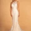 GLS By Gloria - GL2597 Embellished Lace Halter Trumpet Gown -Boutique Wedding Dress Store gls by gloria gl2597 embellished lace halter trumpet gown special occasion dress xs ivory champagne 6259275956281