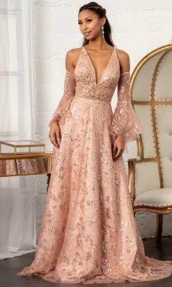 GLS By Gloria GL3002 - Sleeveless Halter V-neck Long Gown -Boutique Wedding Dress Store gls by gloria gl3002 sleeveless halter v neck long gown prom dresses xs rose gold 30119732707411