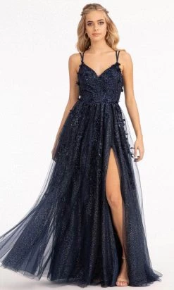 GLS By Gloria GL3033 - Appliqued V-Neck Prom Gown -Boutique Wedding Dress Store gls by gloria gl3033 appliqued v neck prom gown special occasion dress xs navy 30111042109523