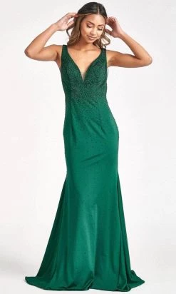 GLS By Gloria GL3037 - Plunging V-Neck Wide Open V-Back Mermaid Dress -Boutique Wedding Dress Store gls by gloria gl3037 plunging v neck wide open v back mermaid dress special occasion dress xs green 30111185535059
