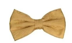 Gold Paisley Bow Ties With Matching Pocket Squares
