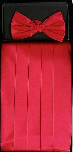 Hot Pink Silk Satin Cummerbund And Bow Tie Set