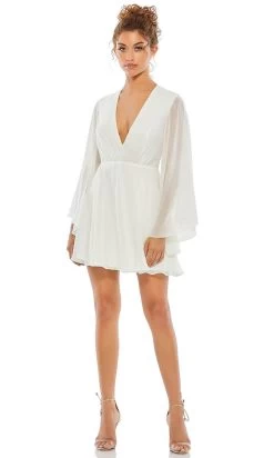 Ieena Duggal 55684 - Long Sleeves V-neck Short Dress -Boutique Wedding Dress Store ieena duggal 55684 long sleeves v neck short dress special occasion dress 30474855972947