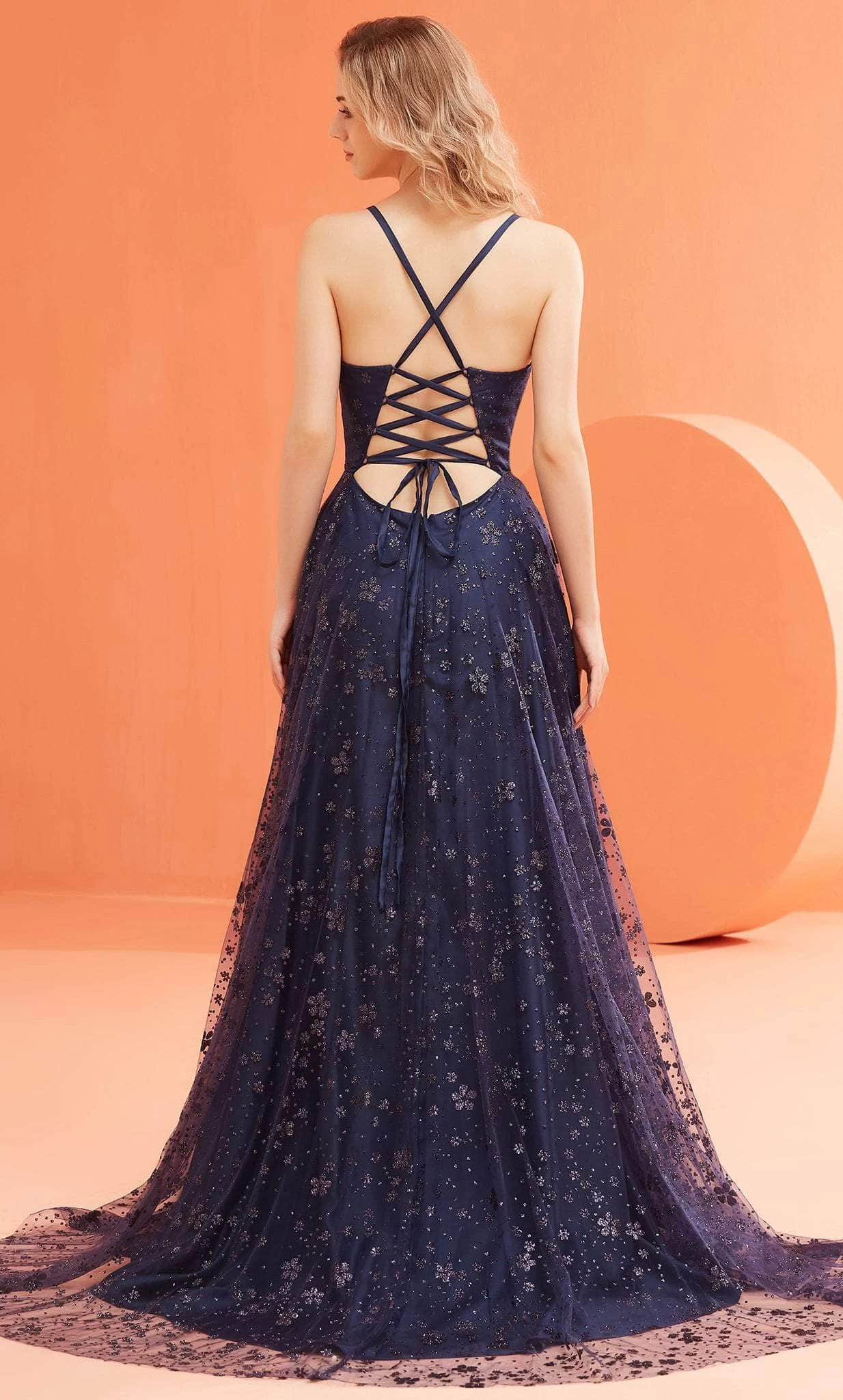 J'Adore Dresses J22020 - Plunging V-Neck Floral Prom Gown 4 J'Adore Dresses J22020 - Plunging V-Neck Floral Prom Gown - Image 2