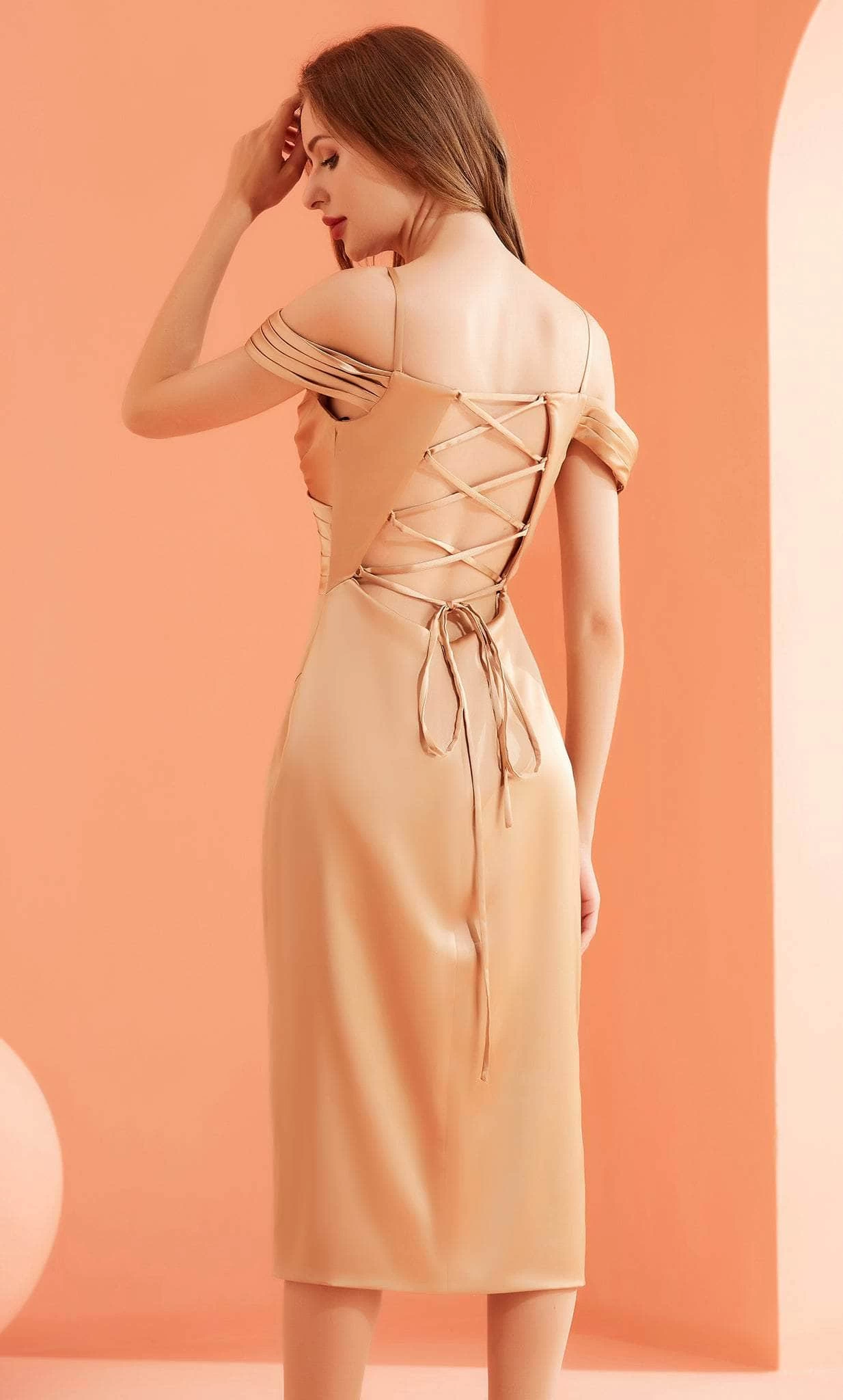 J'Adore Dresses J22062 - Cold Shoulder Knee-length Formal Dress 4 J'Adore Dresses J22062 - Cold Shoulder Knee-length Formal Dress - Image 2