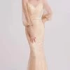 J'Adore Dresses - J15027 High Neck Bishop Sleeve Glittered Gown -Boutique Wedding Dress Store j adore j15027 high neck bishop sleeve glittered gown mother of the bride dresses 2 champagne 15644977037395