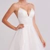 J'Adore Dresses - J15055 Plunging Neck Glittered Short Dress -Boutique Wedding Dress Store j adore j15055 plunging neck glittered short dress cocktail dresses 2 ivory 28829255663699