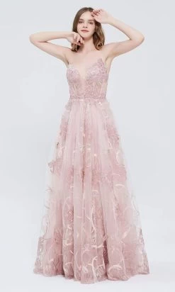 J'Adore Dresses - J20011 Embroidery-Detailed Long A-line Dress