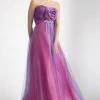 Janique - Long Strapless Ruched Rosette Accented Tulle Dress D116 -Boutique Wedding Dress Store janique long strapless ruched rosette accented tulle dress d116 special occasion dress 0 purple 13100929351763