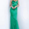Jovani - 67862 Satin V-neck Trumpet Dress With Train 1 Jovani - 67862 Satin V-neck Trumpet Dress With Train -Boutique Wedding Dress Store jovani 67862 satin v neck trumpet dress with train prom dresses 00 green 13307395211347