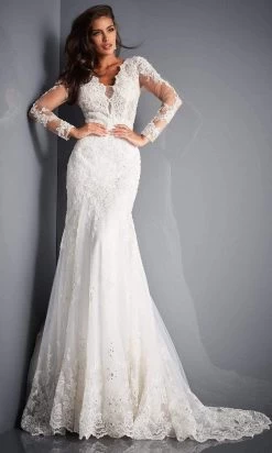 Jovani Bridal - JB02579 Embellished Long Sleeves Trumpet Bridal Gown -Boutique Wedding Dress Store jovani bridal jb02579 embellished long sleeves trumpet bridal gown bridal dresses 28325838585939