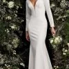 Jovani Bridal - JB06911 Plunging V Neck Long Sleeves Bridal Dress 2 Jovani Bridal - JB06911 Plunging V Neck Long Sleeves Bridal Dress -Boutique Wedding Dress Store jovani bridal jb06911 plunging v neck long sleeves bridal dress bridal dresses 00 ivory 28326715949139