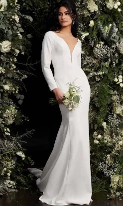 Jovani Bridal - JB06911 Plunging V Neck Long Sleeves Bridal Dress -Boutique Wedding Dress Store jovani bridal jb06911 plunging v neck long sleeves bridal dress bridal dresses 28326604734547