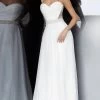 Jovani - Strapless Ruche-Ornate A-Line Dress 00457SC - 1 Pc Off-White In Size 12 Available -Boutique Wedding Dress Store jovani strapless ruche ornate a line dress 00457sc 1 pc off white in size 12 available ccsale 12 off white 28220354494547