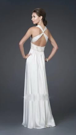 La Femme - 15418 Pleated And Beaded V-Neck A-line Gown -Boutique Wedding Dress Store la femme 15418 pleated and beaded v neck a line gown special occasion dress 5515153342521