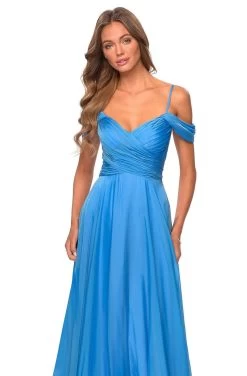 La Femme - 28942 Crisscross Surplice Cold Shoulder Gown -Boutique Wedding Dress Store la femme 28942 crisscross surplice cold shoulder gown bridesmaid dresses 13910193700947