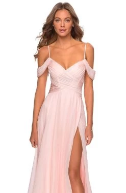 La Femme - 28942 Crisscross Surplice Cold Shoulder Gown -Boutique Wedding Dress Store la femme 28942 crisscross surplice cold shoulder gown bridesmaid dresses 13910193963091