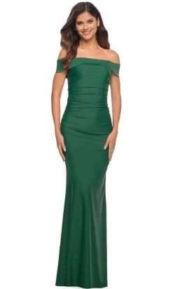 La Femme - 30422SC Gathered Off-shoulder Long Dress - 1 Pc Emerald In Size 10 Available