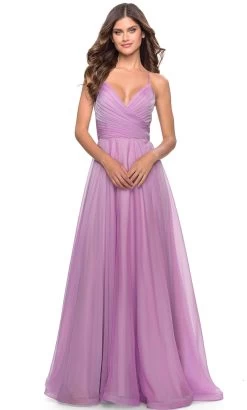 La Femme 30840 - Sleeveless A-Line Ruched Long Dress -Boutique Wedding Dress Store la femme 30840 sleeveless a line ruched long dress special occasion dress 00 lavender 31787697668179