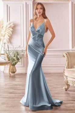 Ladivine CH236 - Ruched Mermaid Prom Dress 39 Ladivine CH236 - Ruched Mermaid Prom Dress -Boutique Wedding Dress Store ladivine ch236 ruched mermaid prom dress evening dresses xxs dusty blue 32265371811923