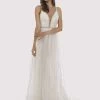 Lara Dresses - 51024 Beaded Deep V-neck A-line Gown With Train -Boutique Wedding Dress Store lara dresses 51024 beaded deep v neck a line gown with train wedding dresses 0 white 28638381408339