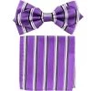 Lavender Striped Bow Tie With Pocket Square (Pointed Tip) -Boutique Wedding Dress Store lavender striped bow tie with pocket square pointed tip mens bow ties vesuvio napoli 545198