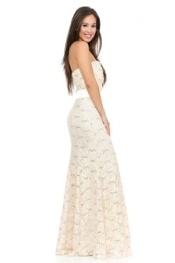 Lenovia - 5113 Strapless Sweetheart Sequined Lace Dress -Boutique Wedding Dress Store lenovia 5113 strapless sweetheart sequined lace dress bridesmaid dresses 28230359023699