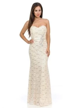 Lenovia - 5113 Strapless Sweetheart Sequined Lace Dress -Boutique Wedding Dress Store lenovia 5113 strapless sweetheart sequined lace dress bridesmaid dresses xs champagne 28230403424339