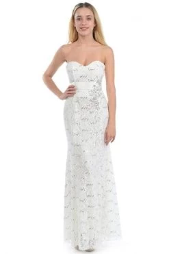 Lenovia - 5113 Strapless Sweetheart Sequined Lace Dress -Boutique Wedding Dress Store lenovia 5113 strapless sweetheart sequined lace dress bridesmaid dresses xs ivory 28230372130899
