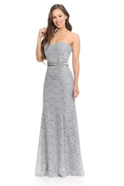 Lenovia - 5113 Strapless Sweetheart Sequined Lace Dress -Boutique Wedding Dress Store lenovia 5113 strapless sweetheart sequined lace dress bridesmaid dresses xs silver 28074717970515