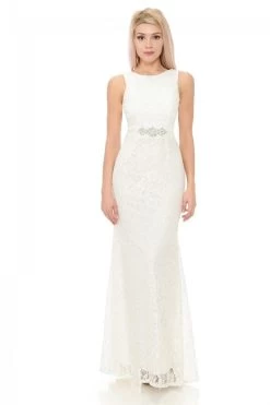 Lenovia - 5169 Crystal Beaded Lace Trumpet Dress -Boutique Wedding Dress Store lenovia 5169 crystal beaded lace trumpet dress bridesmaid dresses xs ivory 12497643864147