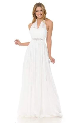 Lenovia - 5201 Halter Neck Embellished Sheath Dress -Boutique Wedding Dress Store lenovia 5201 halter neck embellished sheath dress bridesmaid dresses xs ivory 27947637243987