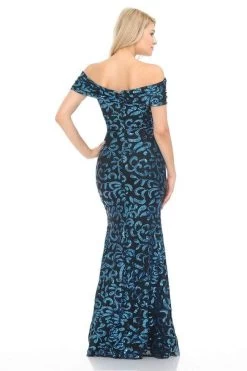 Lenovia - 5210 Ruched Off Shoulder Sheer Paisley Sequin Evening Dress -Boutique Wedding Dress Store lenovia 5210 ruched off shoulder sheer paisley sequin evening dress evening dresses 28074749427795