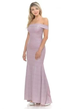 Lenovia - 5217 Off-Shoulder Metallic Trumpet Dress 14 Lenovia - 5217 Off-Shoulder Metallic Trumpet Dress -Boutique Wedding Dress Store lenovia 5217 off shoulder metallic trumpet dress bridesmaid dresses xs pink 28230200033363